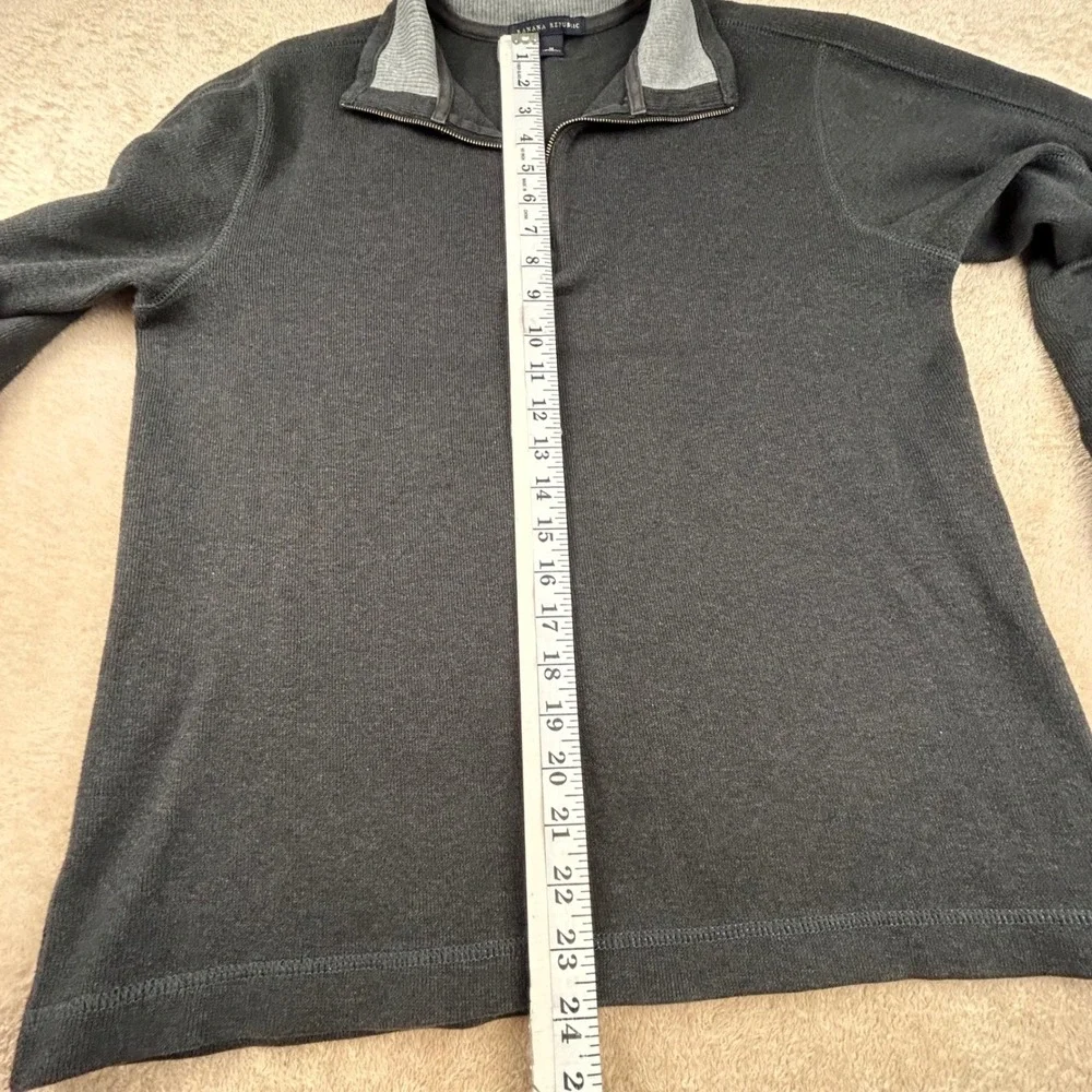 Banana Republic Mens Quarter Zip Pullover Sweater Charcoal Gray Cotton Size M